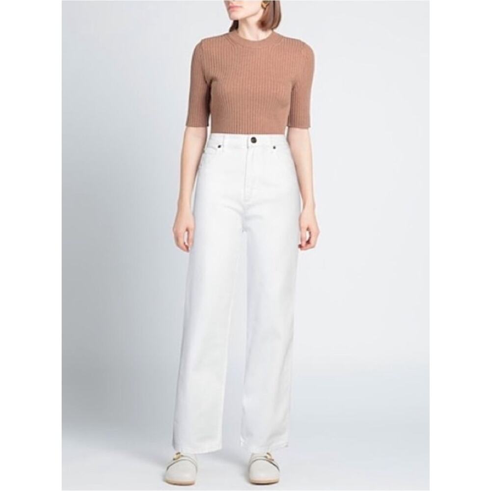 Sandro Paris Women’s White Blanc Denim High Waisted Straight Leg Jeans Size 36 - Picture 12 of 12